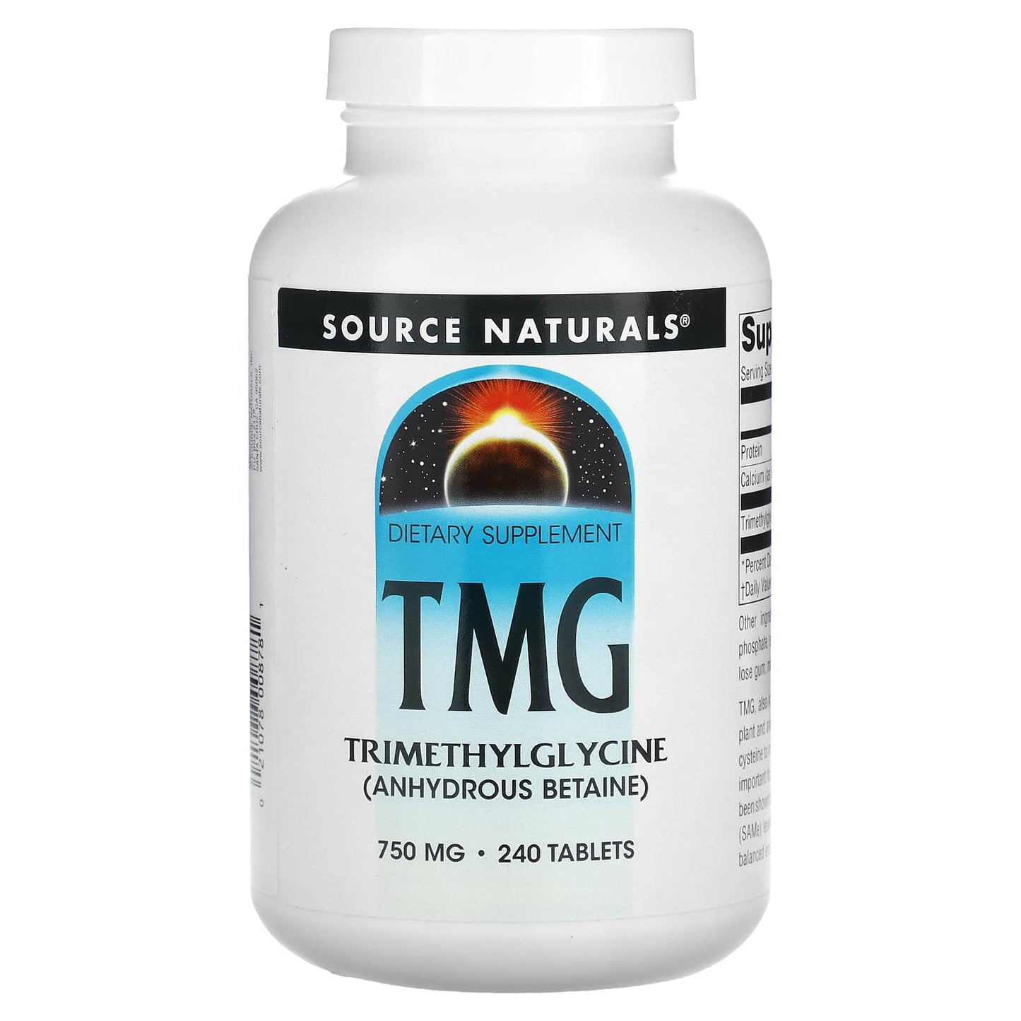 Source Naturals, TMG 750 mg, 240 Tablets UPC 021078008781 | Hilife Vitamins