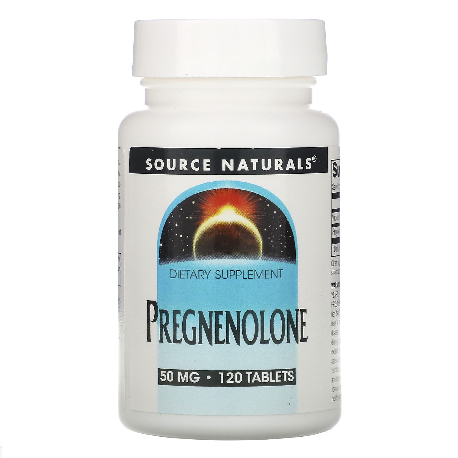 Source Naturals, Pregnenolone 50 mg, 120 Tablets UPC 021078009252 | Hilife Vitamins