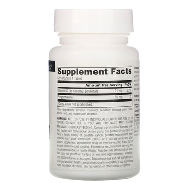 Source Naturals, Pregnenolone 50 mg, 120 Tablets UPC 021078009252 | Hilife Vitamins