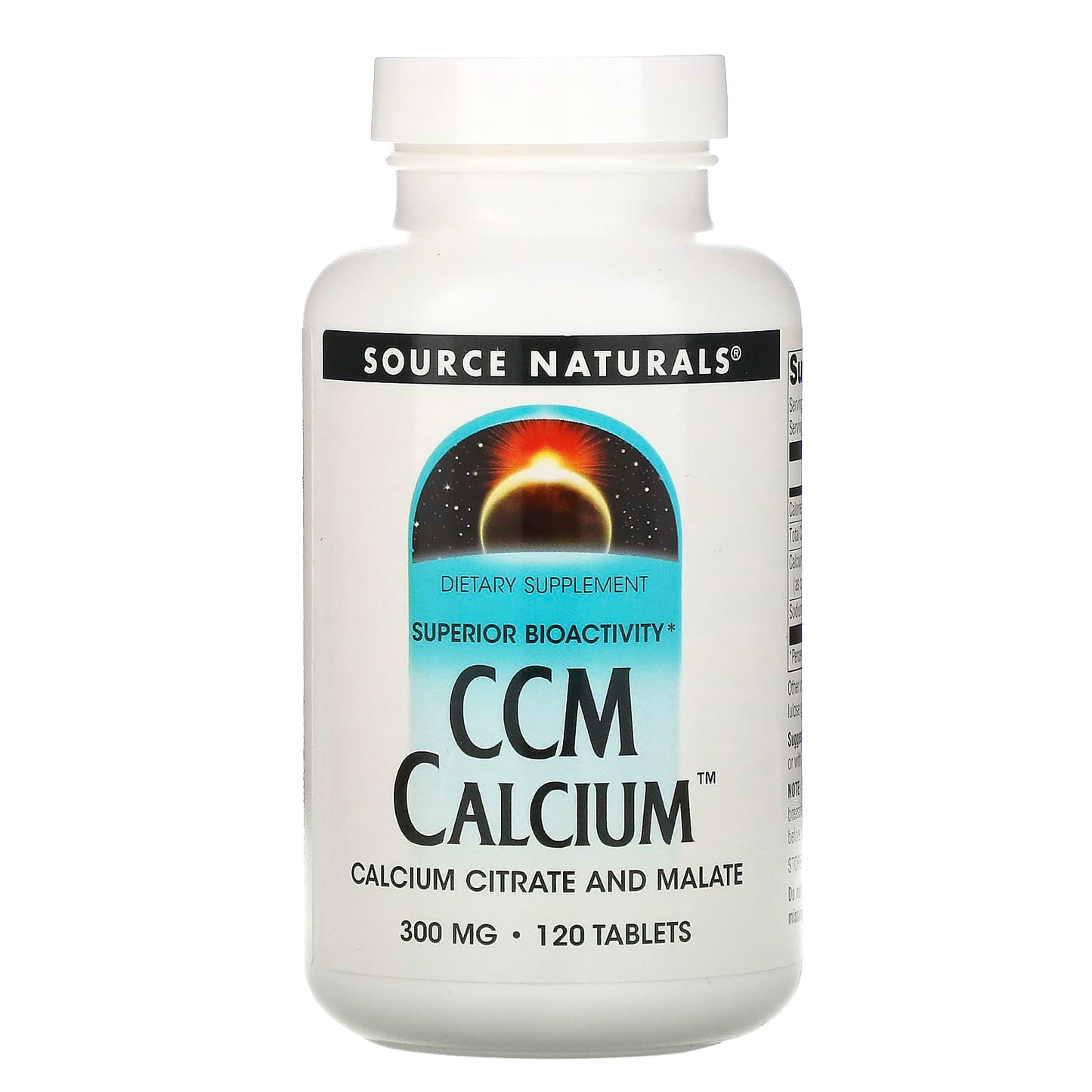 Source Naturals, CCM Calcium™ 300 mg, 120 Tablets UPC 021078009597 | Hilife Vitamins