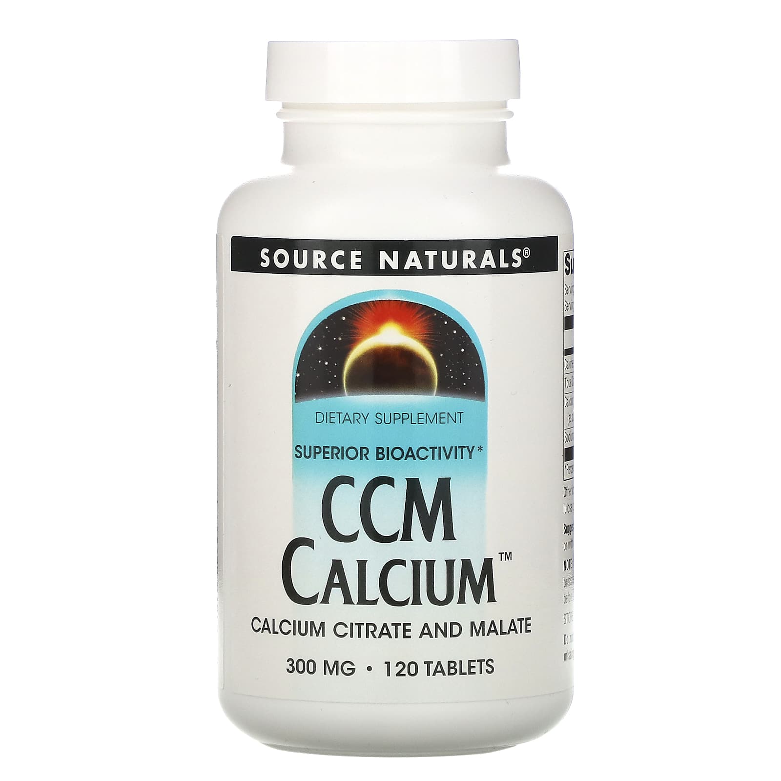 Source Naturals, CCM Calcium™ 300 mg, 120 Tablets UPC 021078009597 | Hilife Vitamins