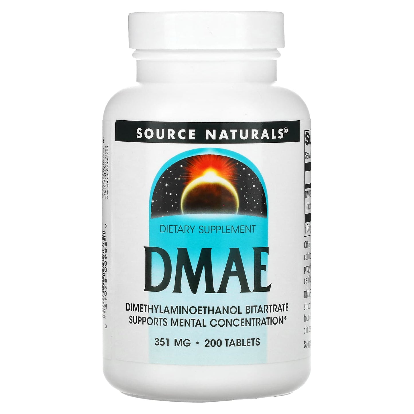 Source Naturals, DMAE 351 mg, 200 Tablets UPC 021078009689 | Hilife Vitamins