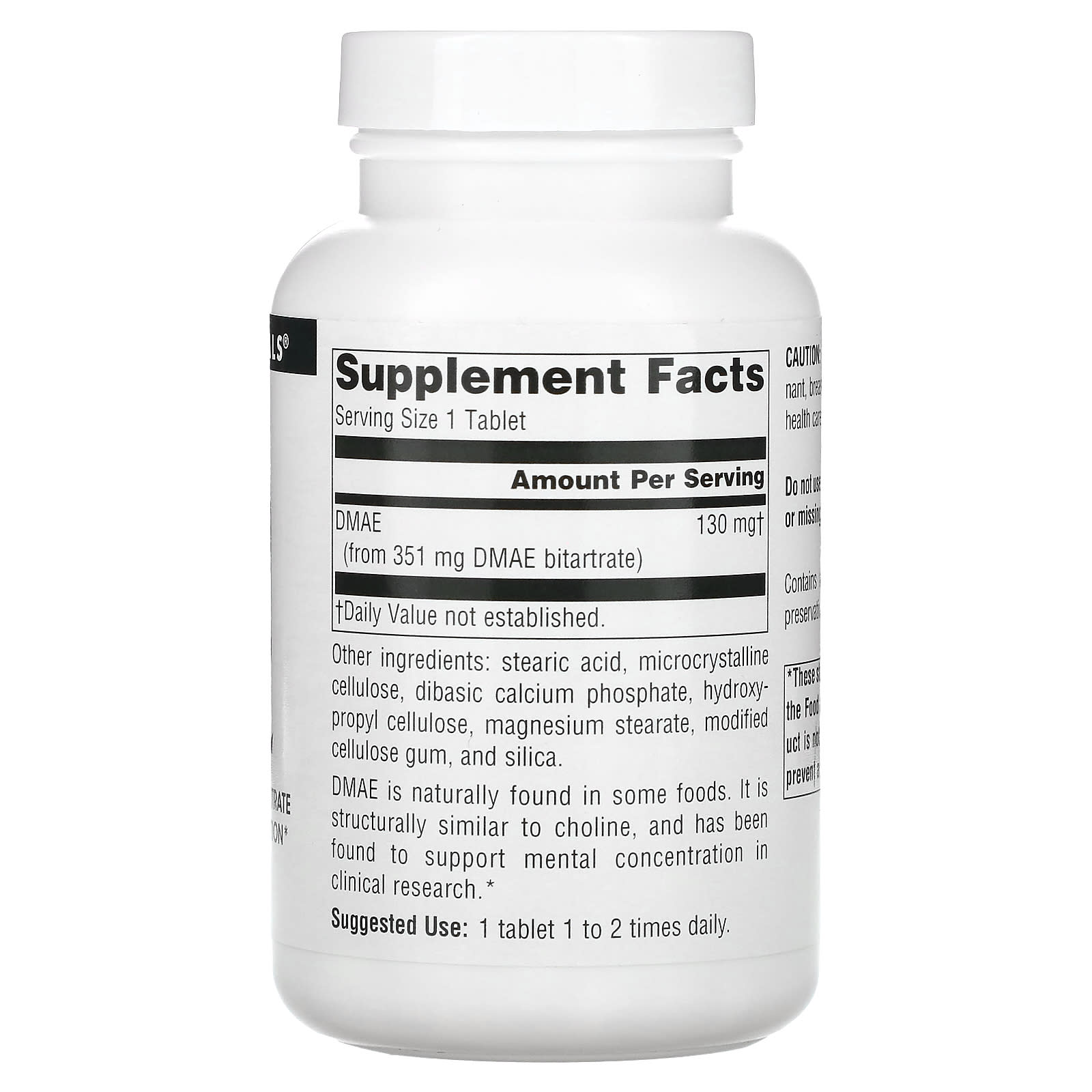 Source Naturals, DMAE 351 mg, 200 Tablets UPC 021078009689 | Hilife Vitamins