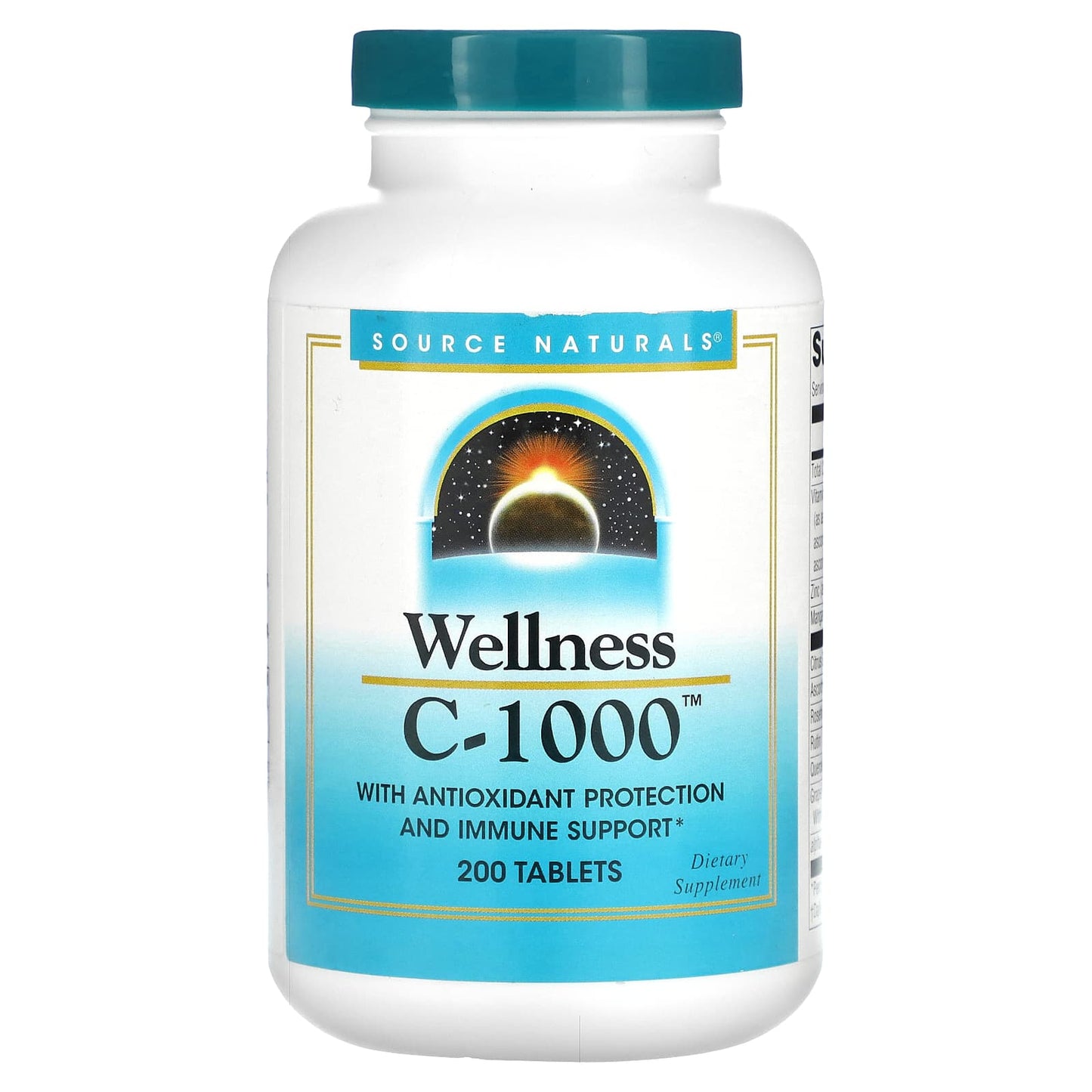 Source Naturals, Wellness C-1000™, 200 Tablets UPC 021078010333 | HiLife Vitamins