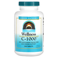 Source Naturals, Wellness C-1000™, 200 Tablets UPC 021078010333 | HiLife Vitamins