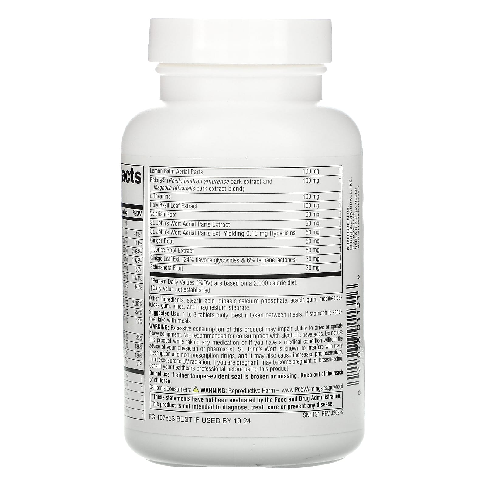 Source Naturals, Calm Thoughts™, 90 Tablets UPC 021078011316 | HiLife Vitamins