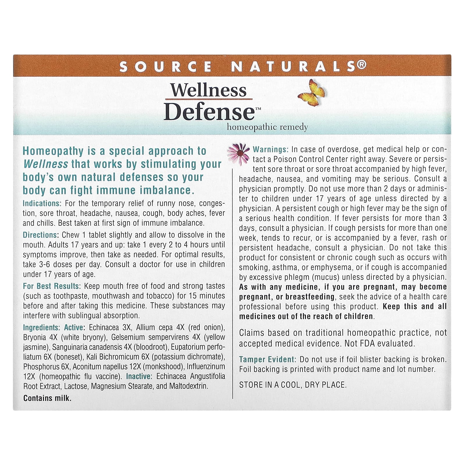 Source Naturals, Wellness Defense, 48 Tablets UPC 021078011644 | Hilife Vitamins