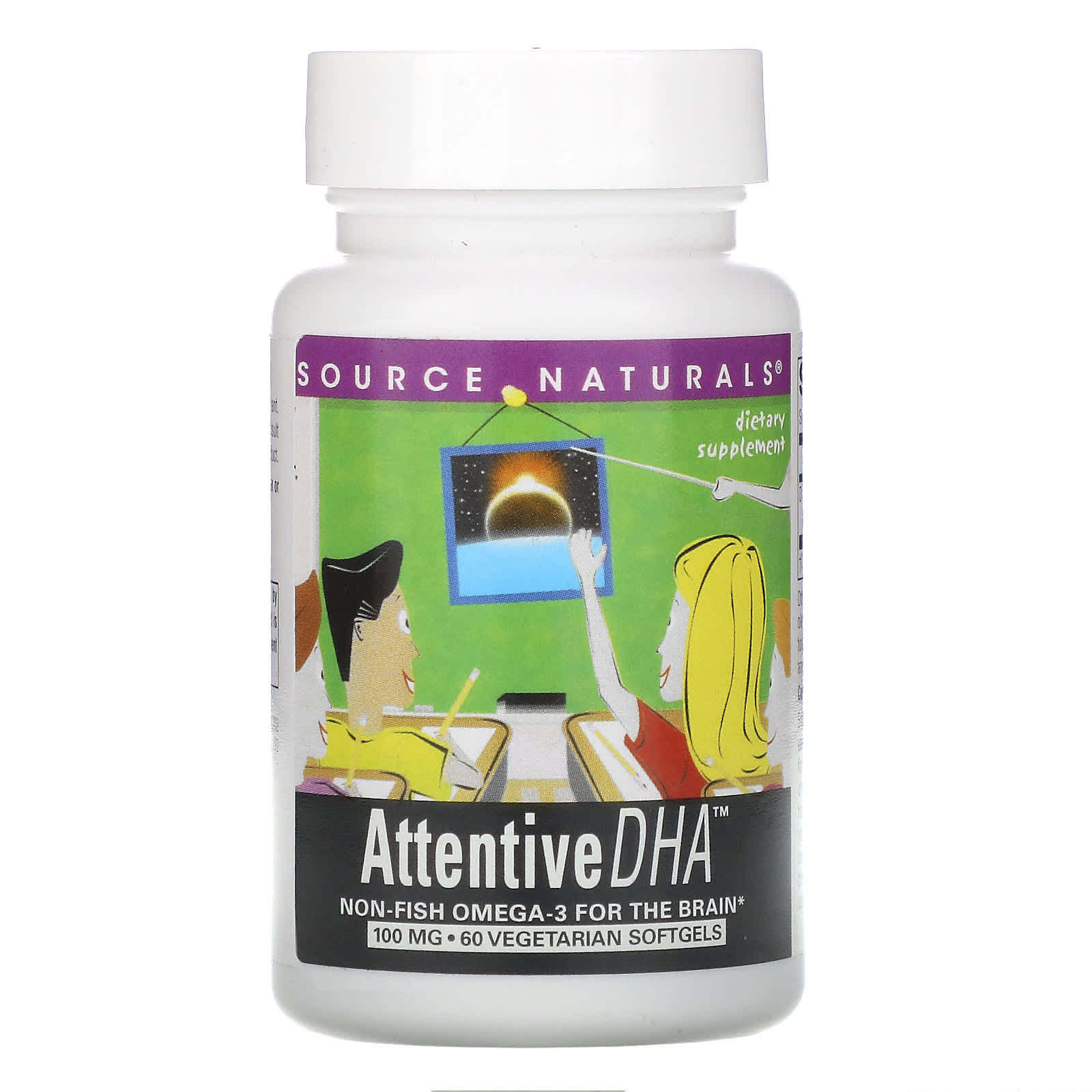 Source Naturals, Attentive DHA™ 100 mg, 60 Softgels UPC 021078012023 | Hilife Vitamins