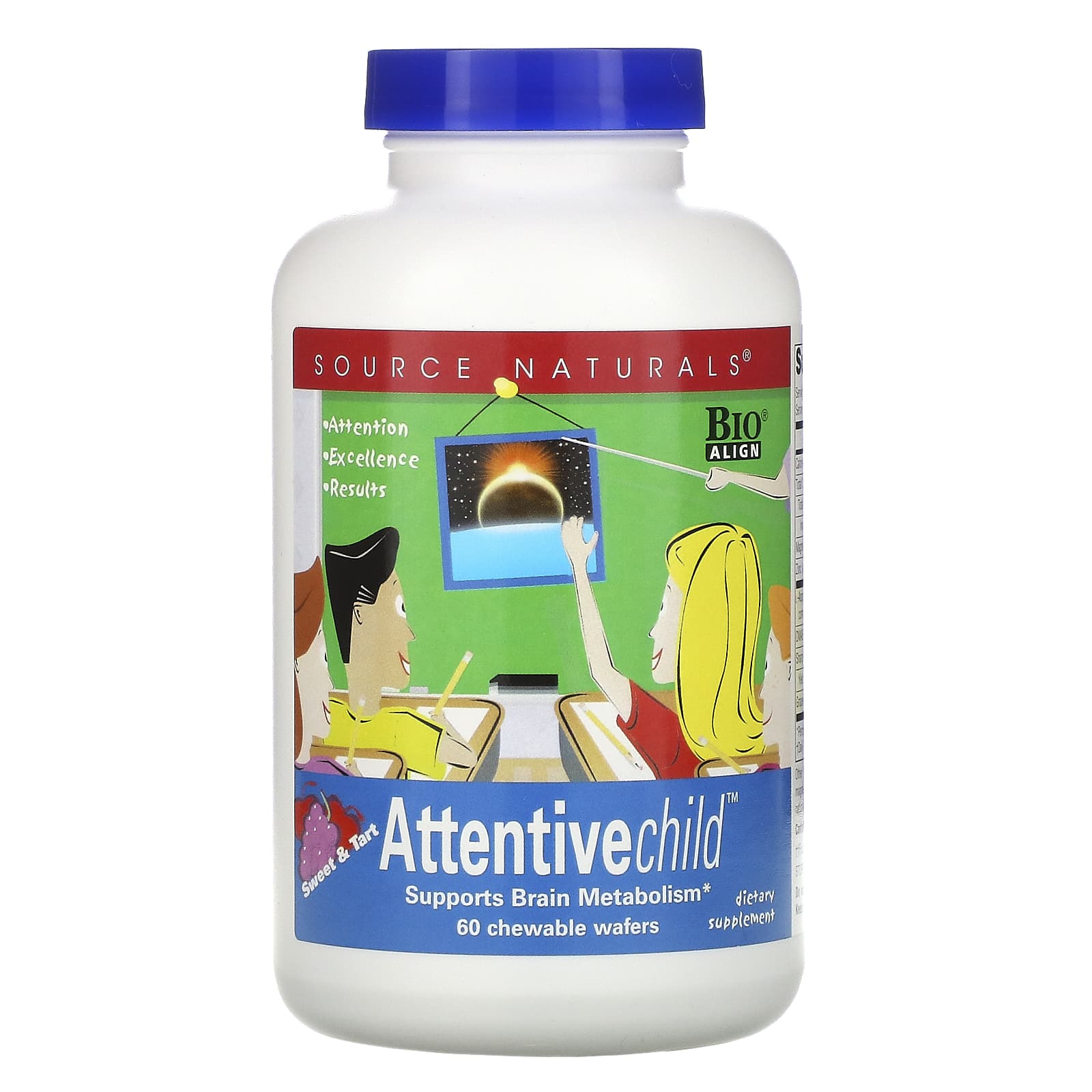 Source Naturals, Attentive Child Fruit, 60 Wafers UPC 021078012146 | Hilife Vitamins