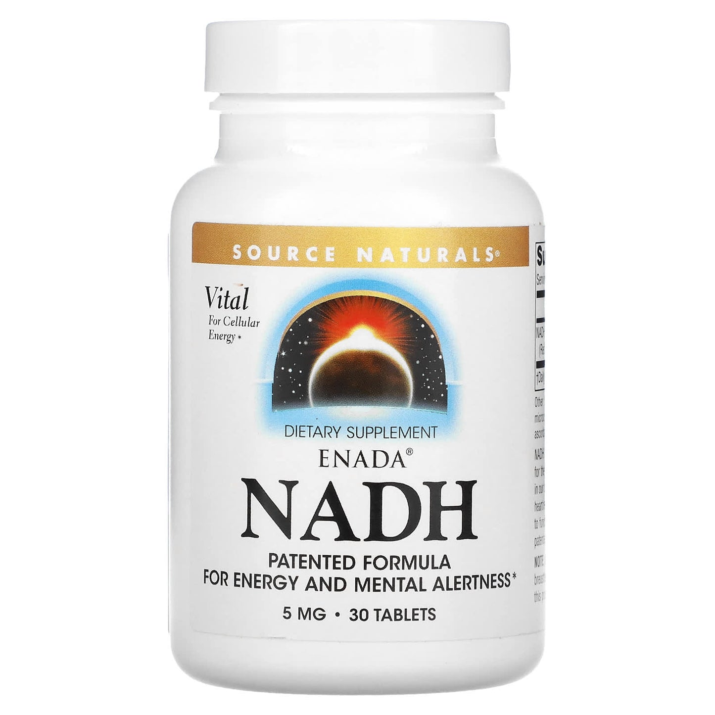 Source Naturals, Enada® NADH 5 mg, Blister Pack, 30 Tablets UPC 021078012498 | Hilife Vitamins