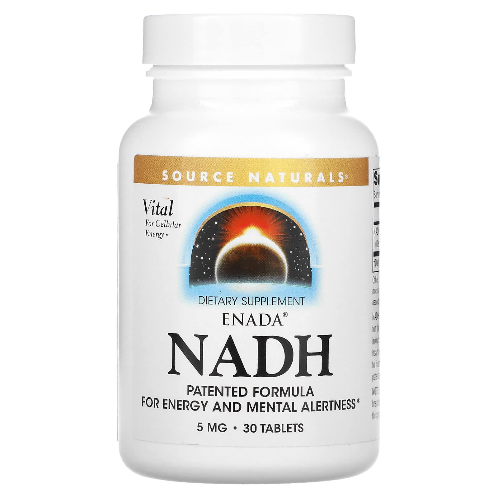 Source Naturals, Enada® NADH 5 mg, Blister Pack, 30 Tablets UPC 021078012498 | Hilife Vitamins