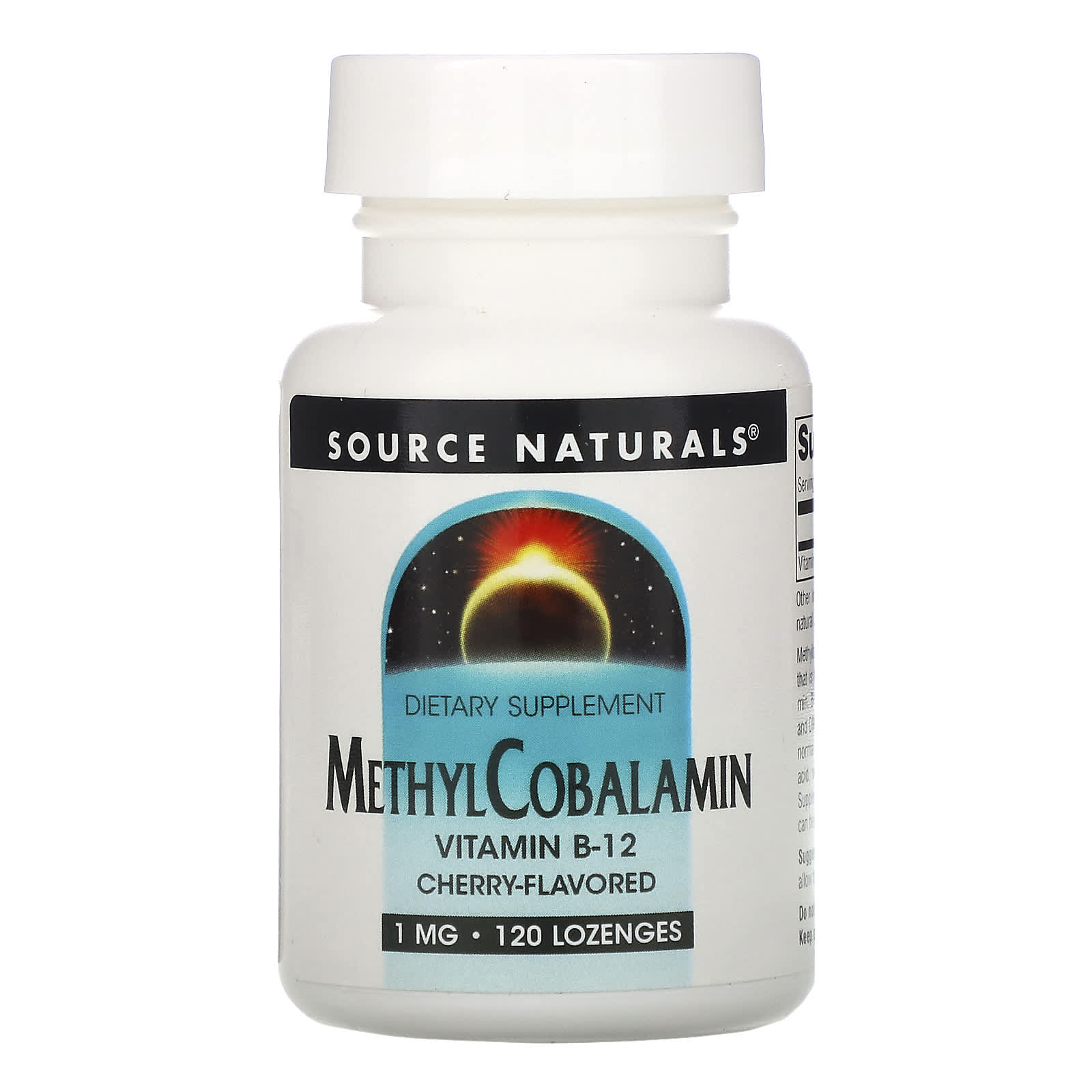 Source Naturals, B-12 1 mg Cherry, 120 Tablets UPC 021078012931 | Hilife Vitamins