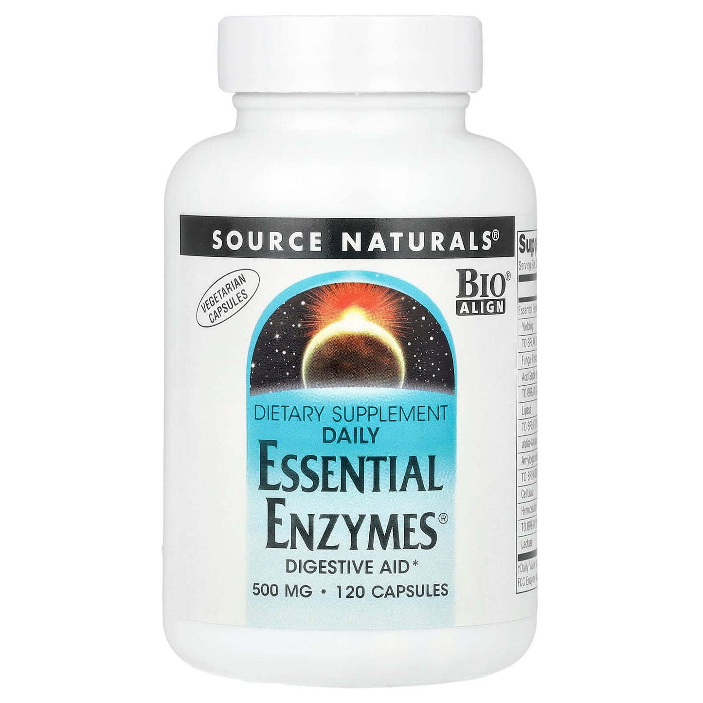 Source Naturals, Essential Enzymes™ 500 mg, 120 Capsules UPC 021078013020 | Hilife Vitamins