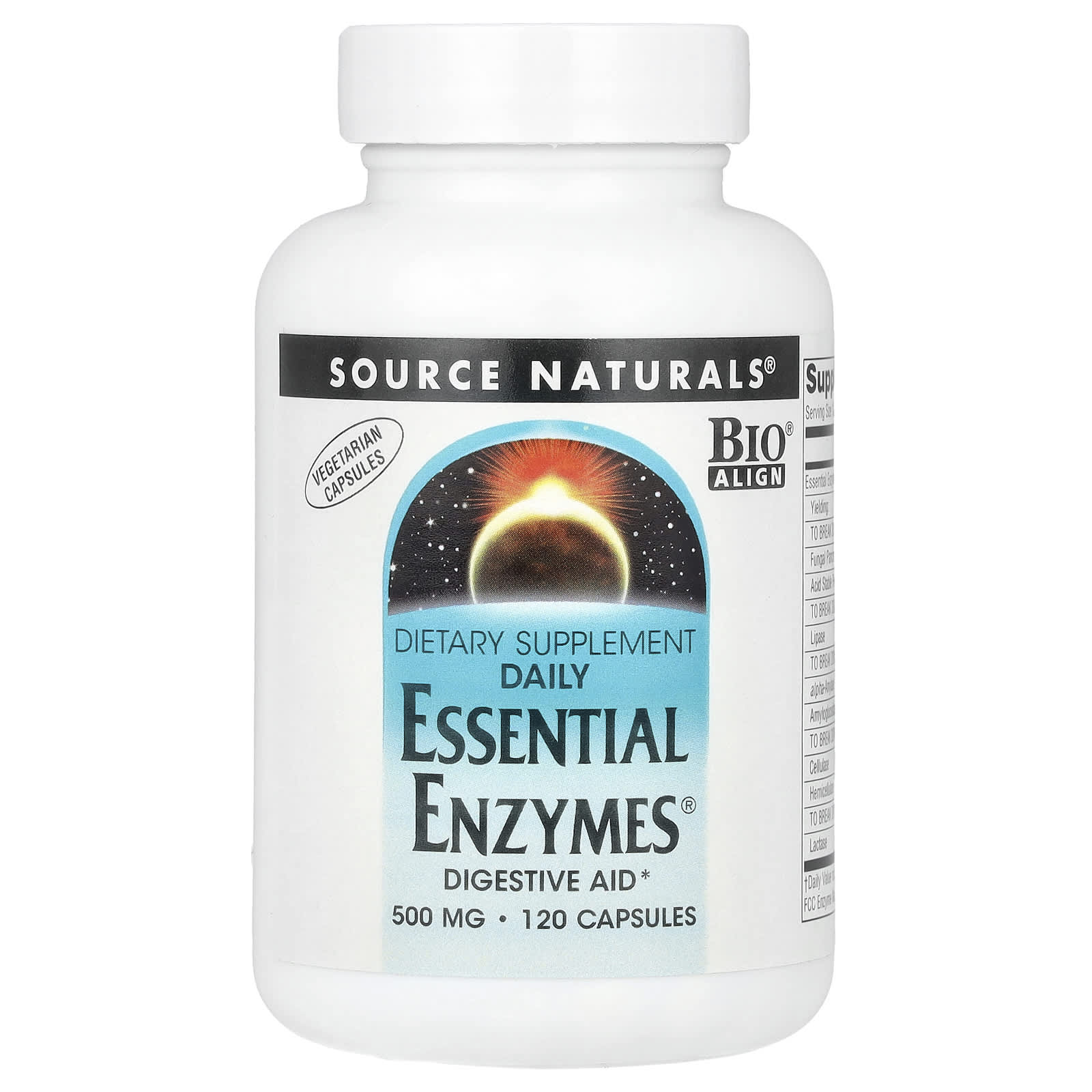 Source Naturals, Essential Enzymes™ 500 mg, 120 Capsules UPC 021078013020 | Hilife Vitamins