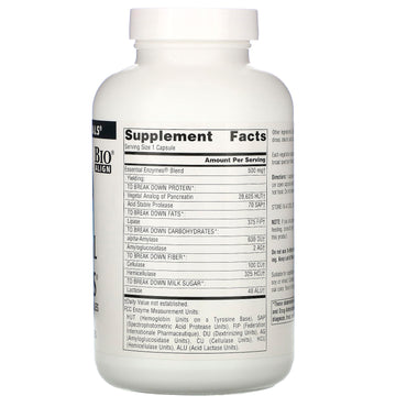 Source Naturals, Essential Enzymes 500 mg, 240 Vegetarian Capsules UPC 021078013037 | Hilife Vitamins