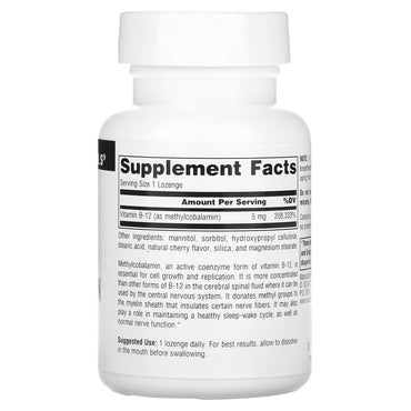Source Naturals, B-12 5 mg Cherry, 60 Tablets UPC 021078013297 | Hilife Vitamins
