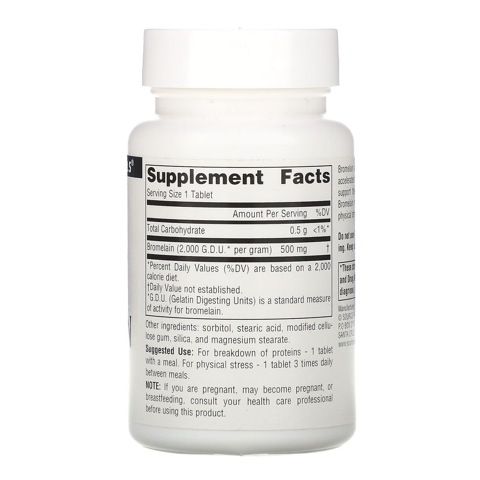 Source Naturals, Bromelain 2000, 60 Tablets UPC 021078013549 | Hilife Vitamins
