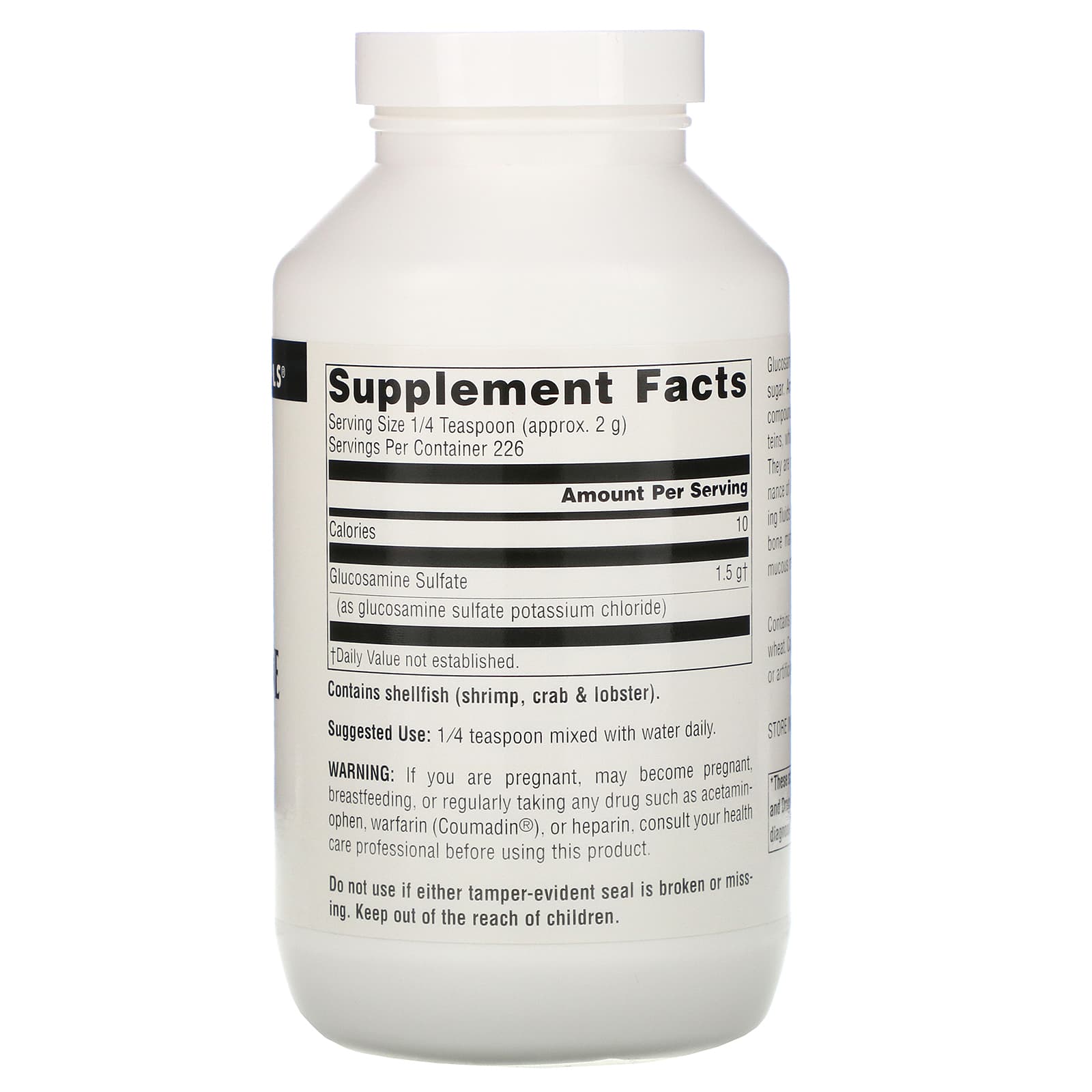 Source Naturals, Glucosamine Sulfate, 16 Oz oz UPC 021078013655 | Hilife Vitamins