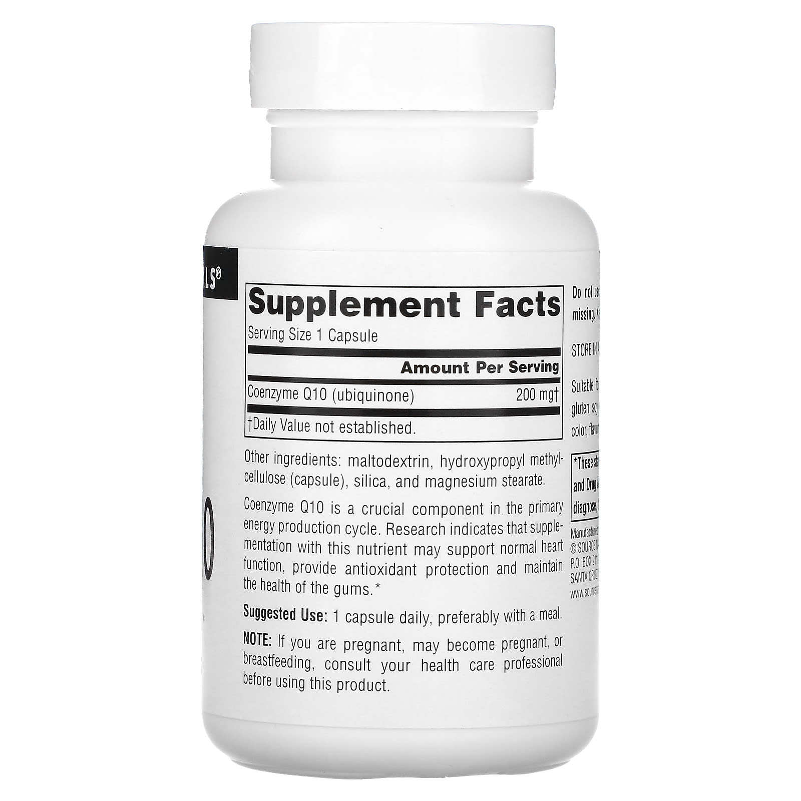 Source Naturals, Coenzyme Q10 200 mg, 60 vegcaps UPC 021078014065 | HiLife Vitamins