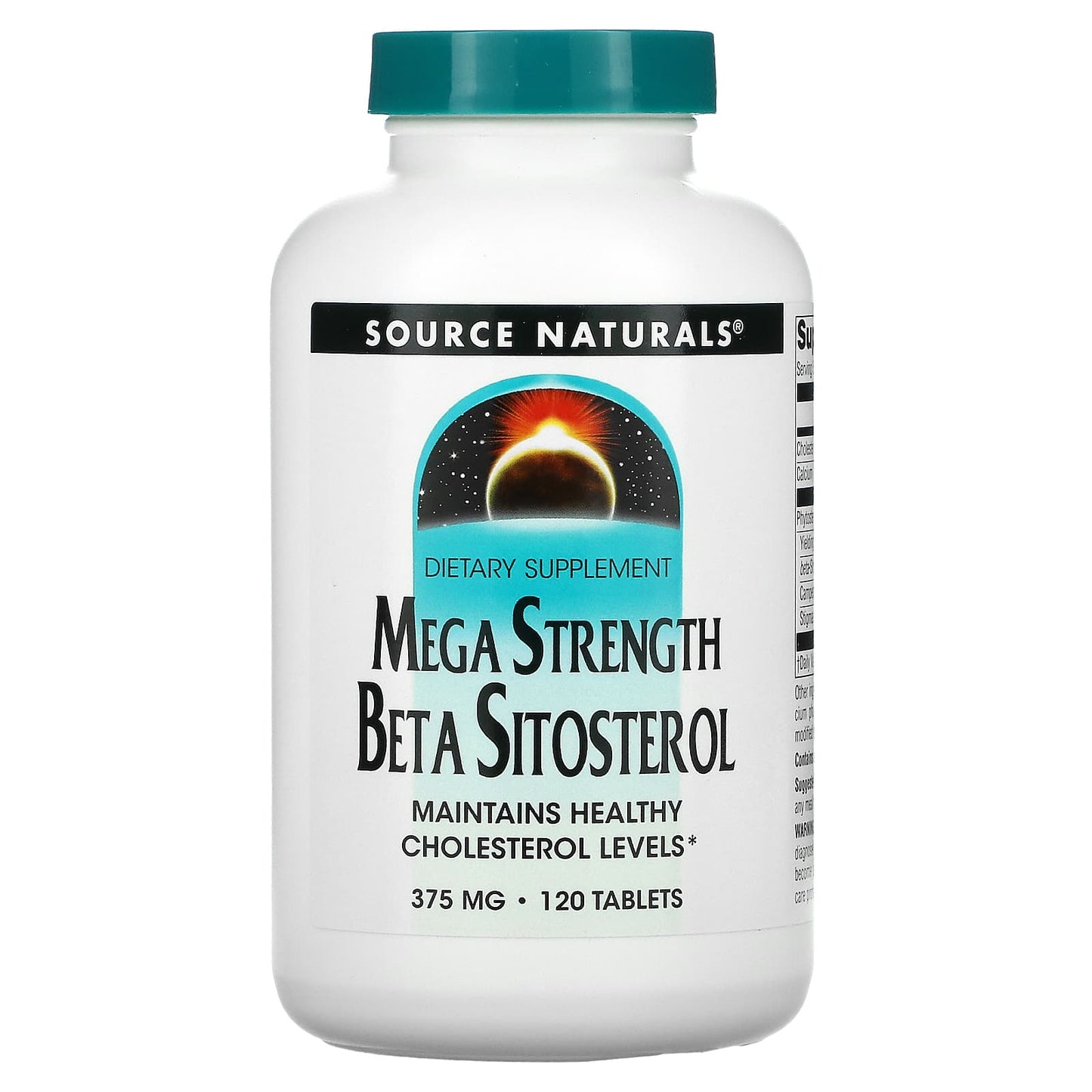 Source Naturals, Beta Sitosterol Mega Strength 375 mg, 120 Tablets UPC 021078014164 | Hilife Vitamins