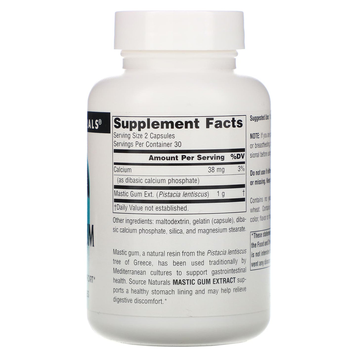 Source Naturals, Mastic Gum Extract 500 mg, 60 Capsules UPC 021078014201 | Hilife Vitamins