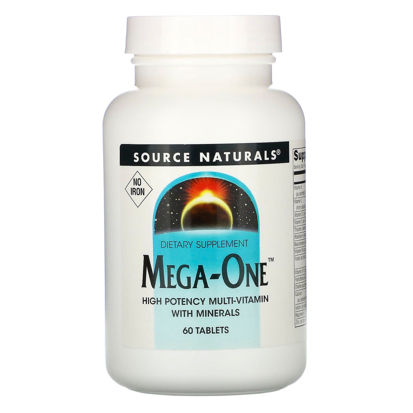 Source Naturals, Mega-One Multiple, No Iron, 60 Tablets UPC 021078014416 | HiLife Vitamins