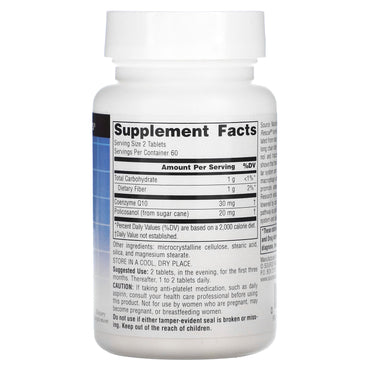 Source Naturals, Policosanol with Coenzyme Q10 10 mg, 120 Tablets UPC 021078014591 | Hilife Vitamins