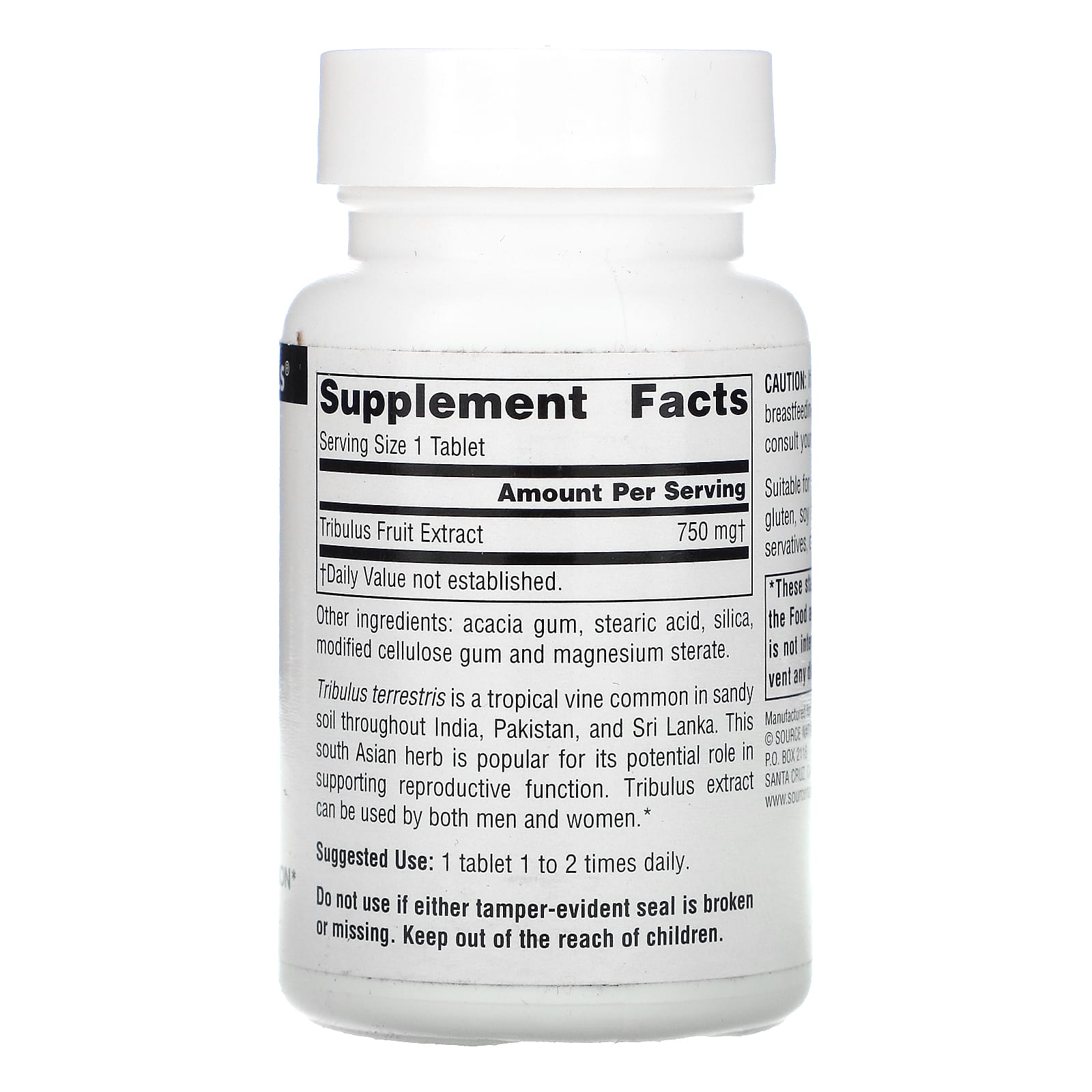 Source Naturals, Tribulus Extract 750 mg, 60 Tablets UPC 021078014614 | Hilife Vitamins