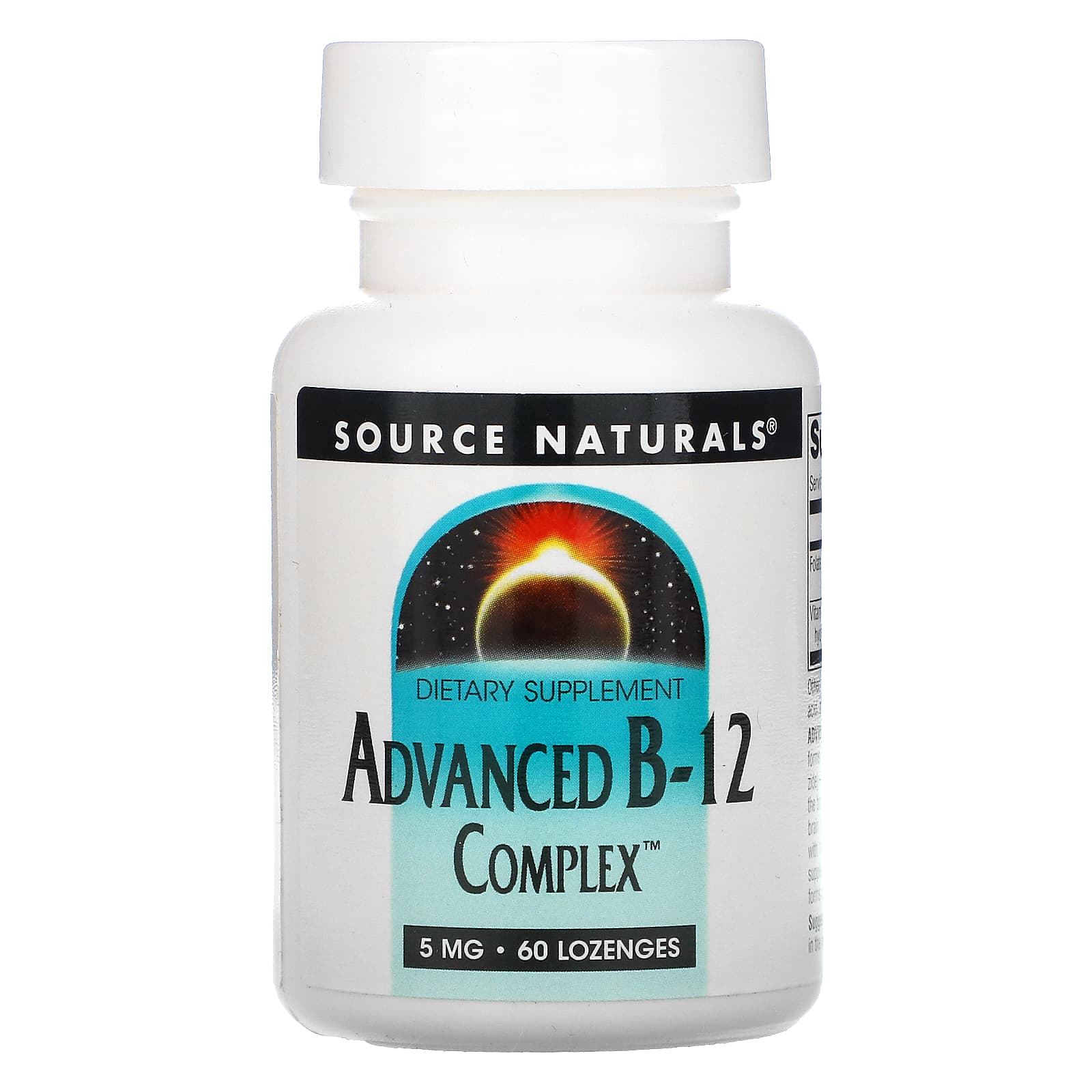 Source Naturals, Advanced B-12 Complex 5 mg, 60 Lozenges UPC 021078014812 | HiLife Vitamins