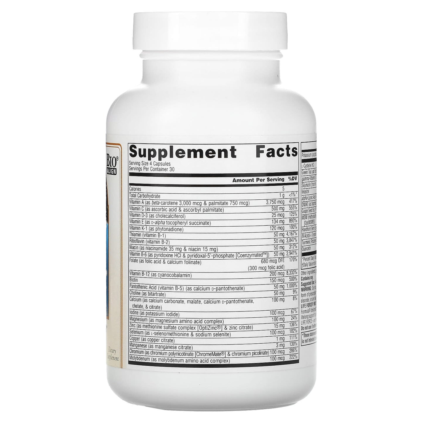 Source Naturals, Life Force Multiple, No Iron, 120 Capsules UPC 021078014911 | Hilife Vitamins