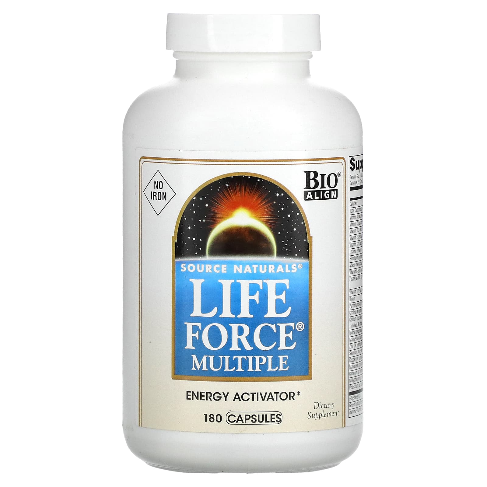Source Naturals, Life Force Multiple, No Iron, 180 Capsules UPC 021078014928 | Hilife Vitamins