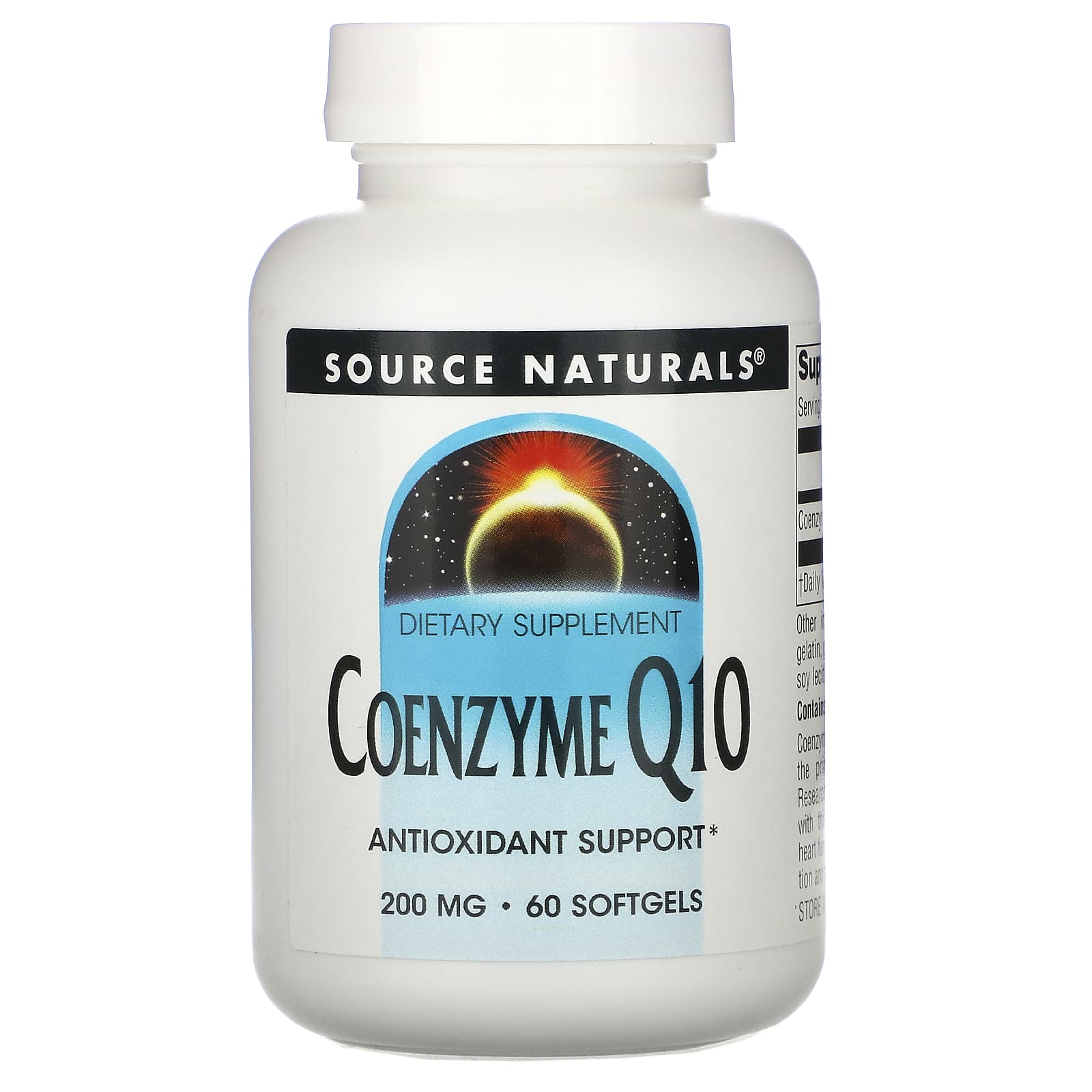 Source Naturals, Coenzyme Q10 200 mg, 60 Softgels UPC 021078015345 | Hilife Vitamins