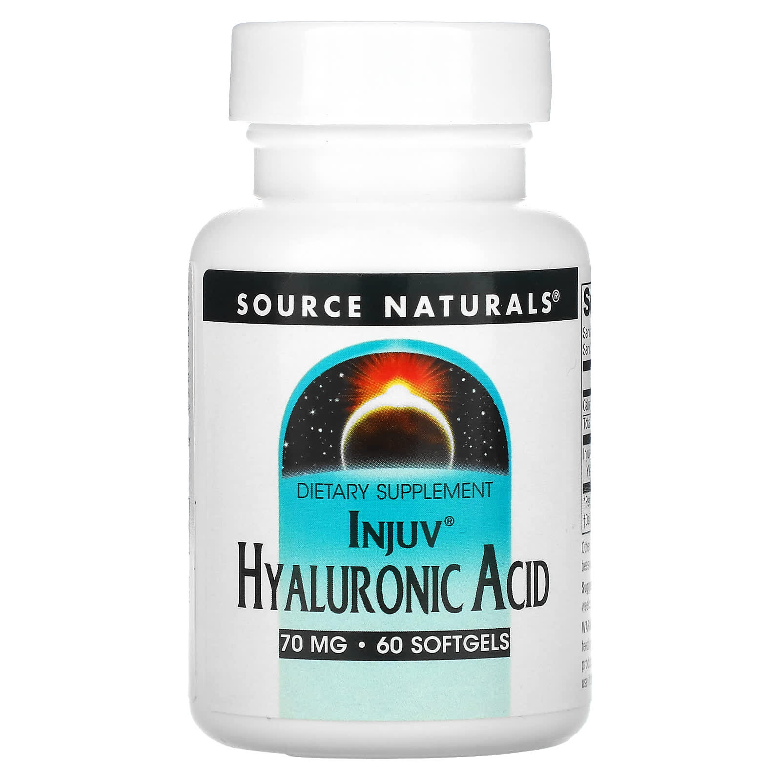 Source Naturals, Hyaluronic Acid, Injuv ® 70 mg, 60 Softgels UPC 021078015505 | HiLife Vitamins