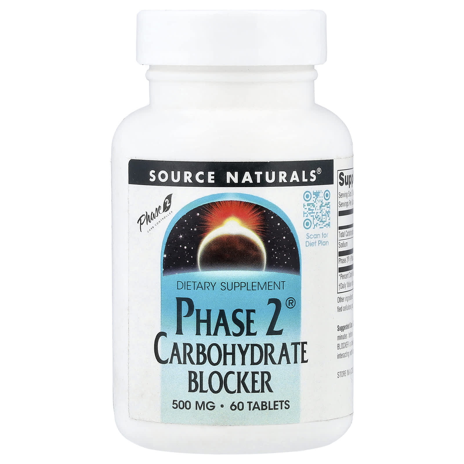 Source Naturals, Phase 2® Carbohydrate Blocker, 500 mg, 60 Tablets UPC 021078015604 | Hilife Vitamins