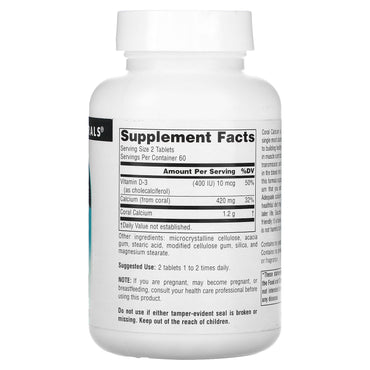Source Naturals, Coral Calcium 600 mg, 120 Tablets UPC 021078015635 | HiLife Vitamins