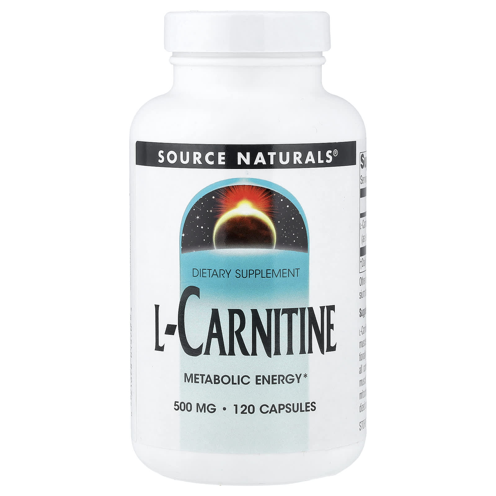 Source Naturals, L-Carnitine, 500 mg, 120 Capsules UPC 021078015703 | Hilife Vitamins
