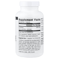 Source Naturals, L-Carnitine, 500 mg, 120 Capsules UPC 021078015703 | Hilife Vitamins