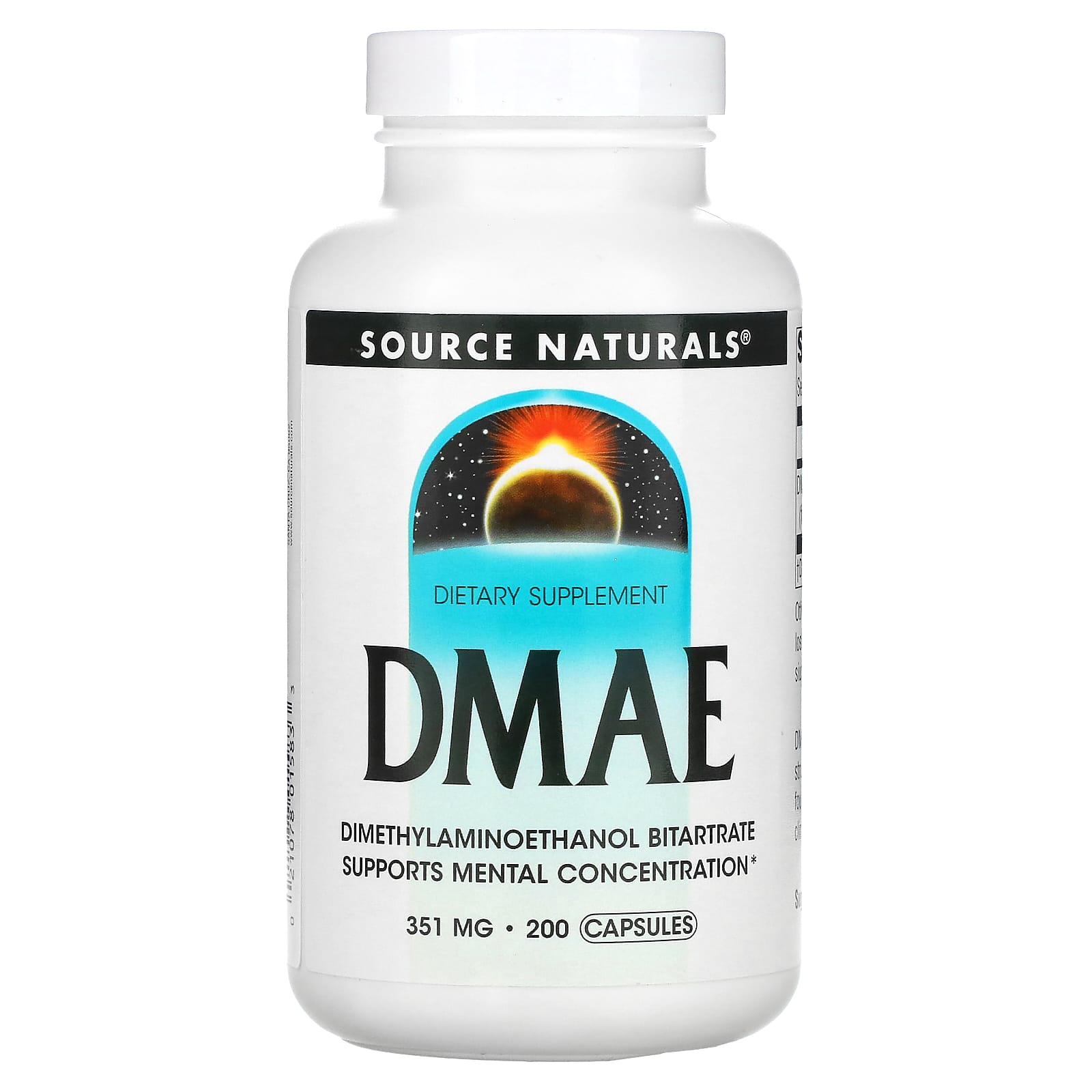 Source Naturals, Dmae 351 mg, 200 Capsules UPC 021078015833 | Hilife Vitamins