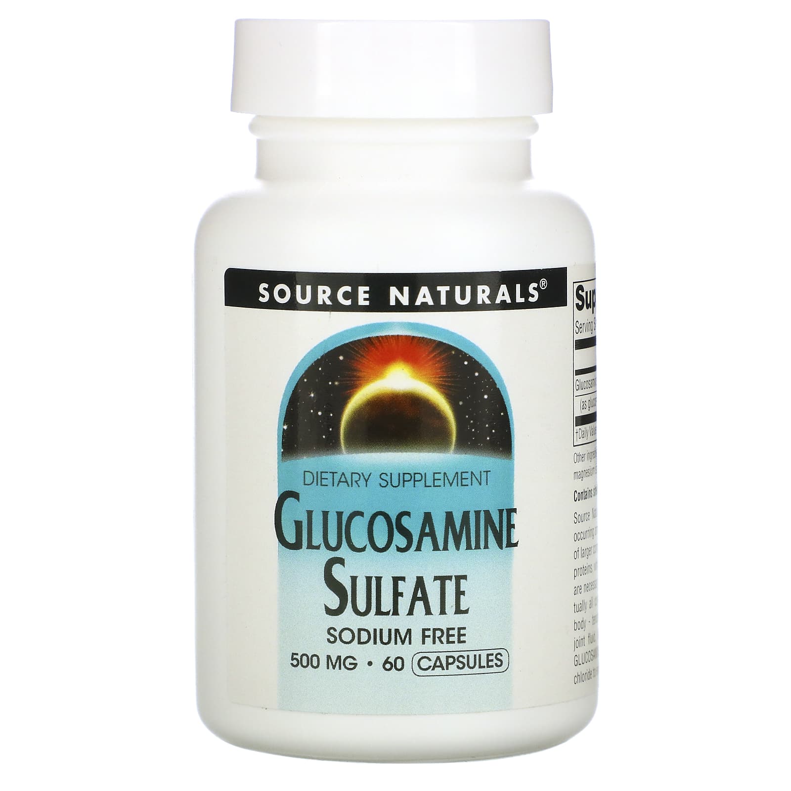 Source Naturals, Glucosamine Sulfate 500 mg, 60 Capsules UPC 021078015901 | Hilife Vitamins