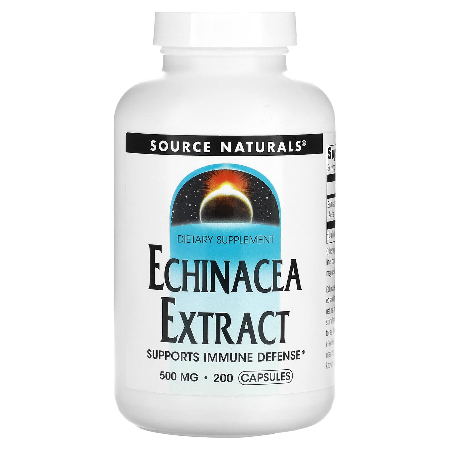 Source Naturals, Echinacea Root 500 mg, 200 Capsules UPC 021078015963 | HiLife Vitamins