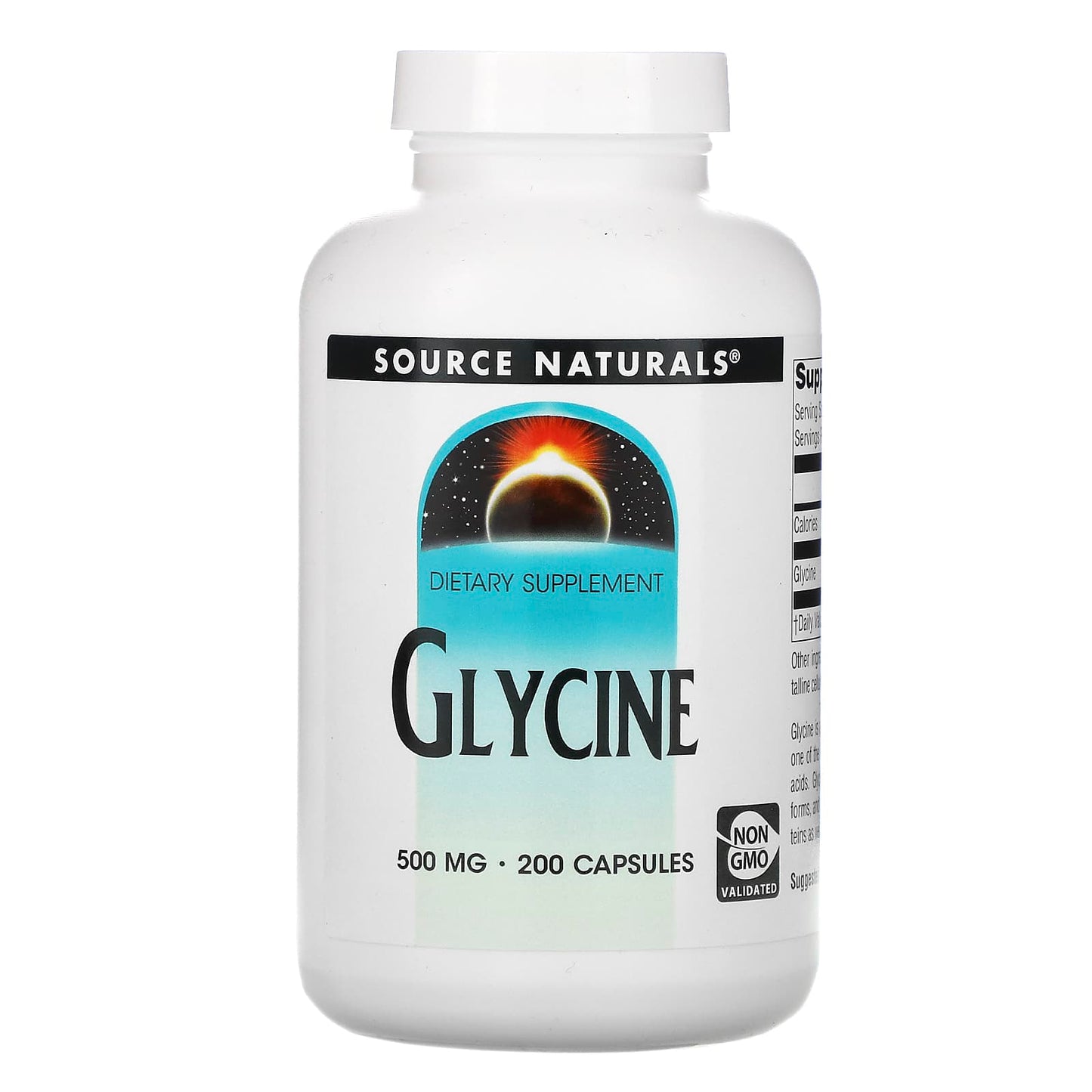 Source Naturals, Glycine 500 mg, 200 Capsules UPC 021078016052 | Hilife Vitamins