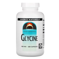 Source Naturals, Glycine 500 mg, 200 Capsules UPC 021078016052 | Hilife Vitamins