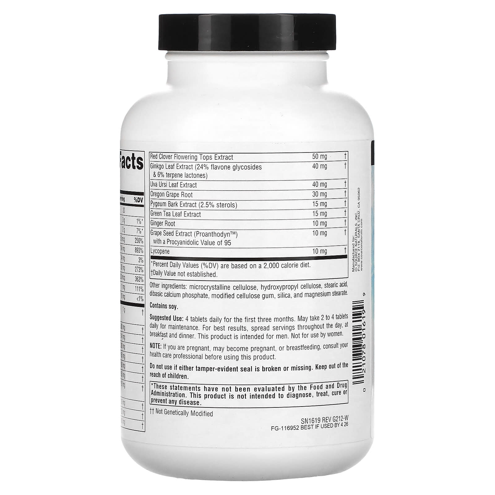 Source Naturals, Prosta-Response, 180 Tablets UPC 021078016199 | Hilife Vitamins