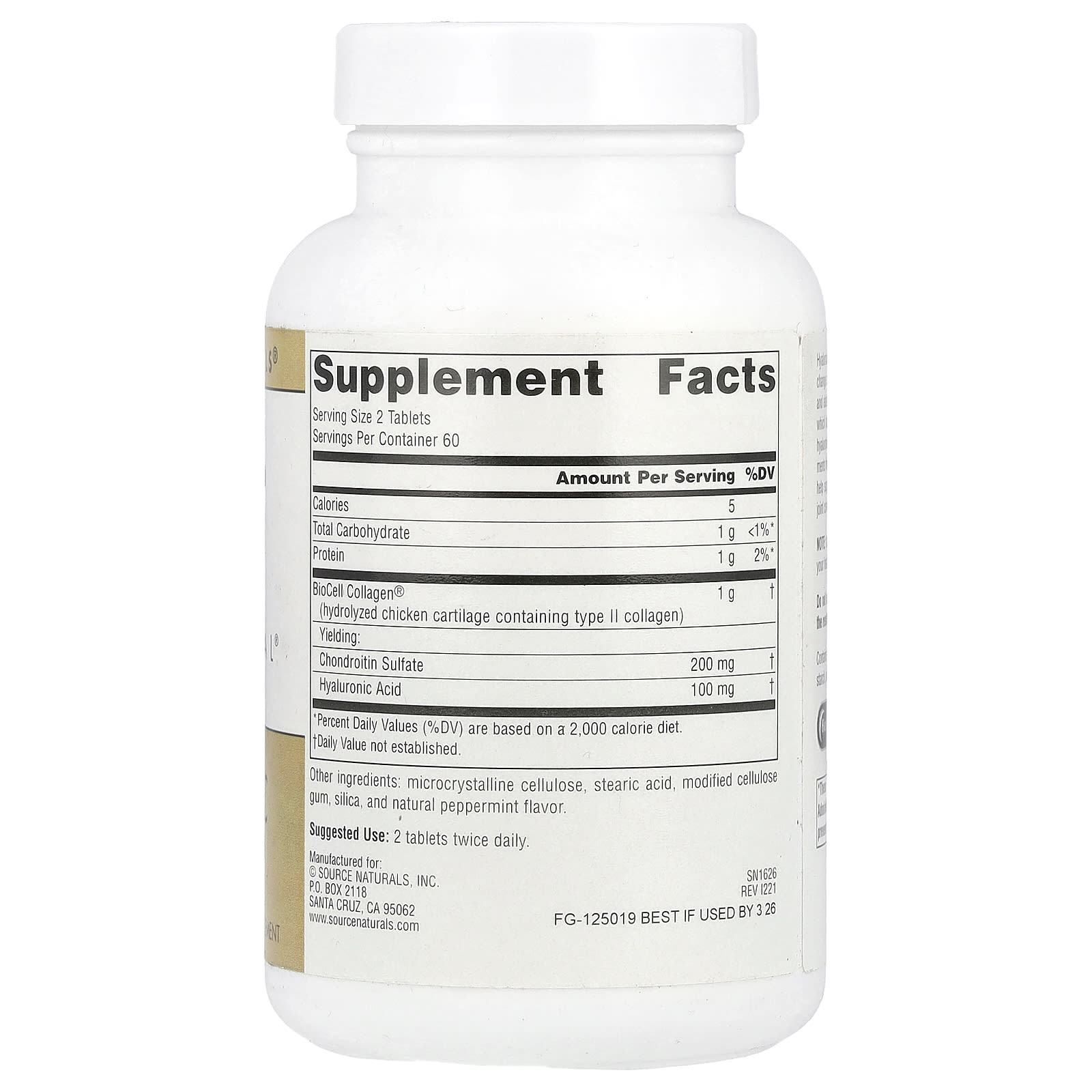 Source Naturals, Skin Eternal®, Hyaluronic Acid, 120 Tablets UPC 021078016267 | Hilife Vitamins