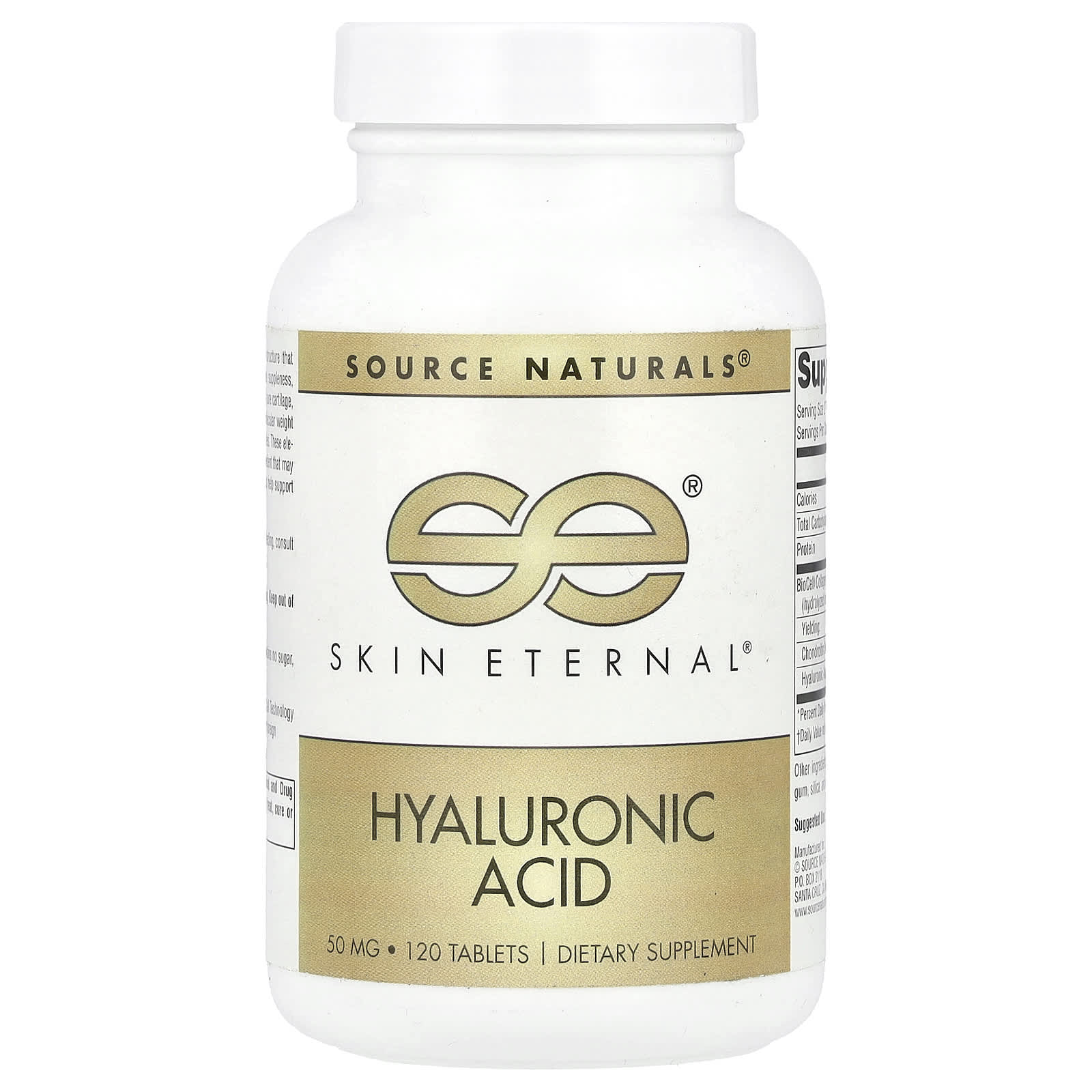 Source Naturals, Skin Eternal®, Hyaluronic Acid, 120 Tablets UPC 021078016267 | Hilife Vitamins