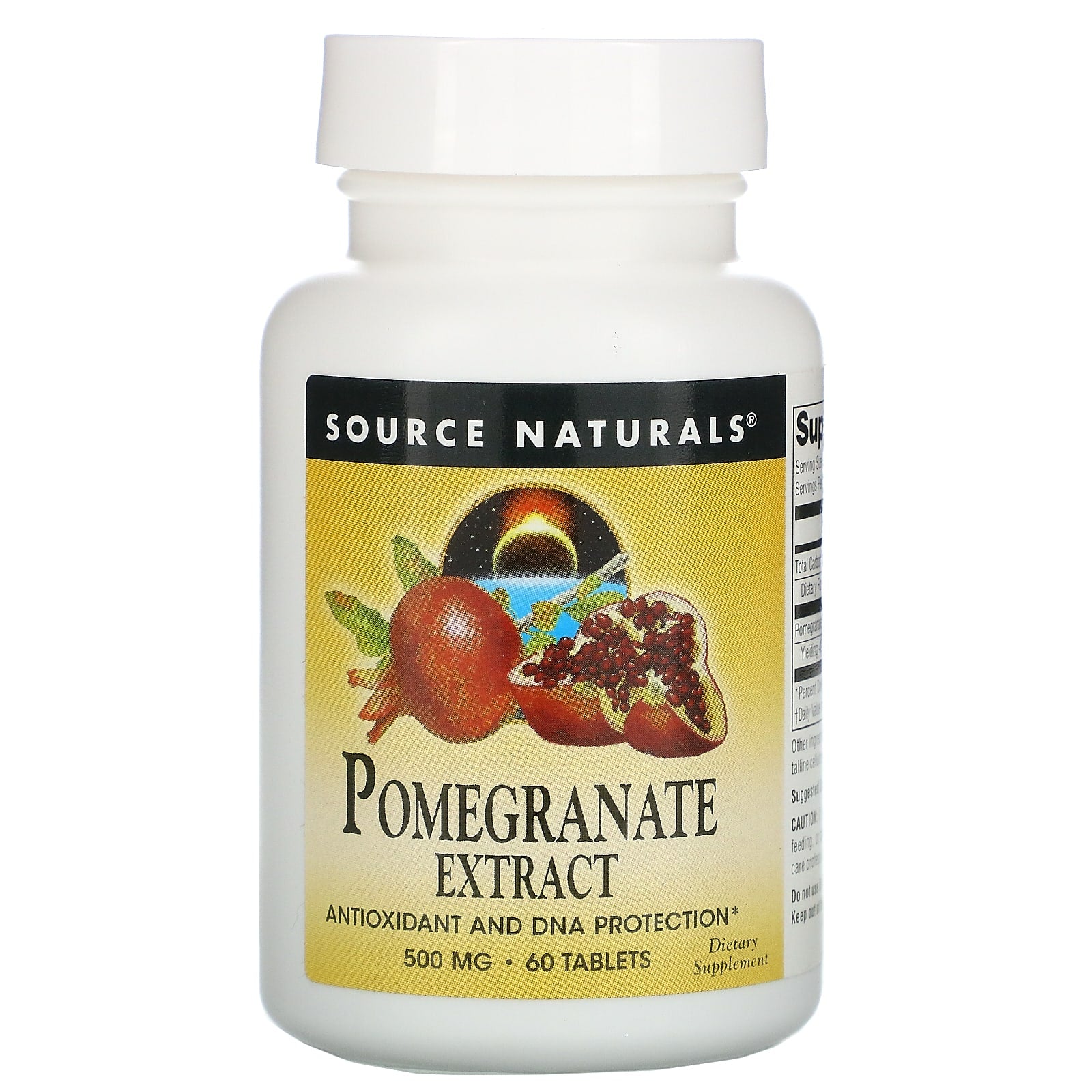 Source Naturals, Pomegranate Extract 500 mg, 60 Tablets UPC 021078016274 | Hilife Vitamins