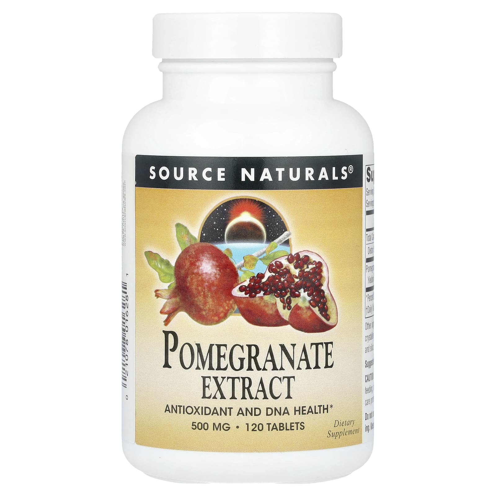 Source Naturals, Pomegranate Extract 500 mg, 120 Tablets UPC 021078016281 | Hilife Vitamins