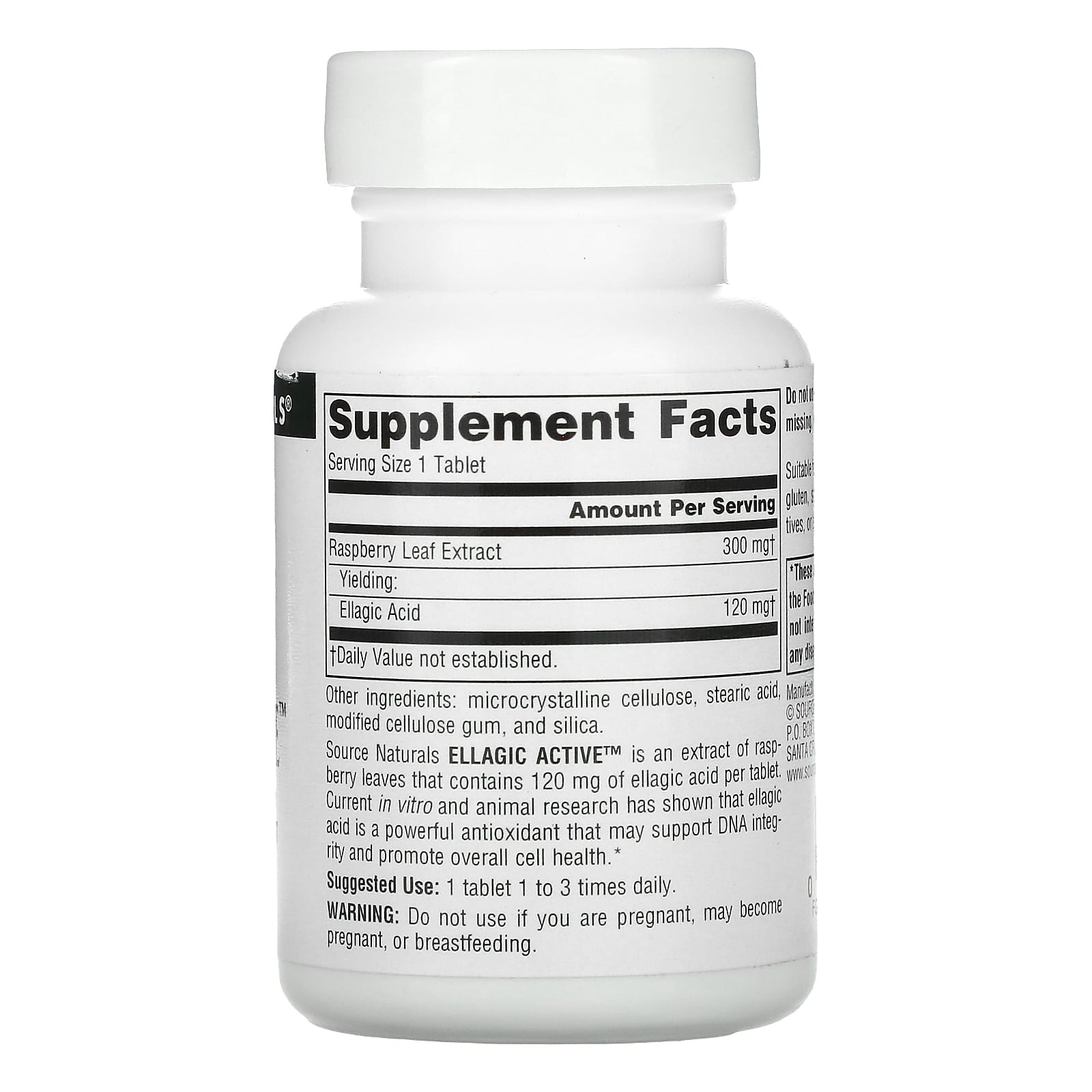 Source Naturals, Ellagic Active™ 300 mg, 60 Tablets UPC 021078016304 | Hilife Vitamins