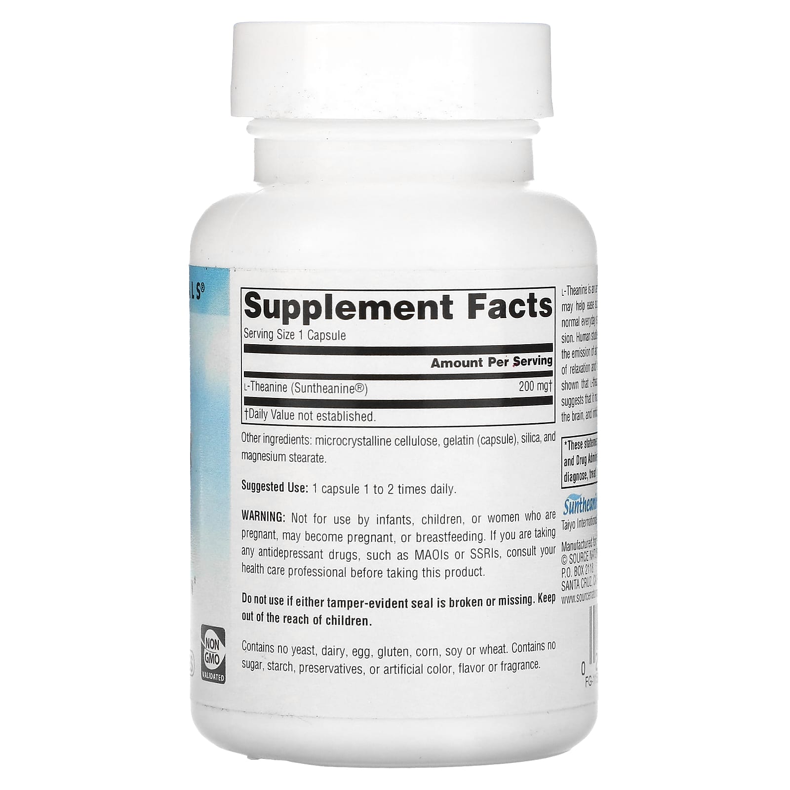 Source Naturals, Serene Science® L-Theanine 200 mg, 60 Capsules UPC 021078016465 | Hilife Vitamins