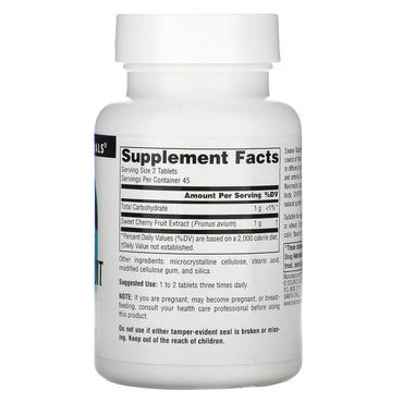 Source Naturals, Cherry Fruit Extract 500 mg, 90 Tablets UPC 021078016816 | Hilife Vitamins